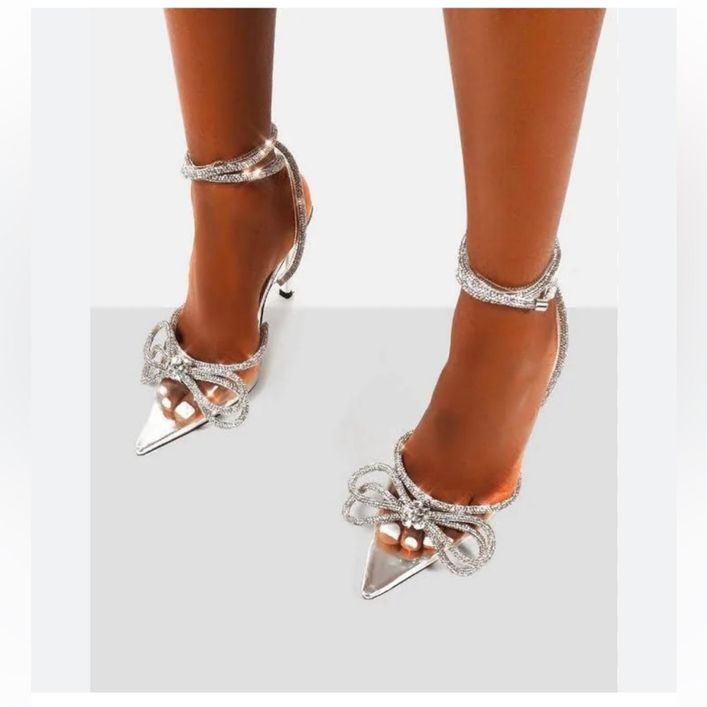 Public Desire midnight bow heel clear